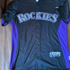 Colorado Rockies Black and Purple Majestic Authentic Jersey